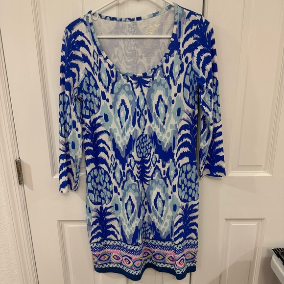 Lilly Pulitzer Dresses & Skirts - 🌴 Lilly Pulitzer‎ Blue Pineapple Print Dress – Size S | Pima Cotton 🌴